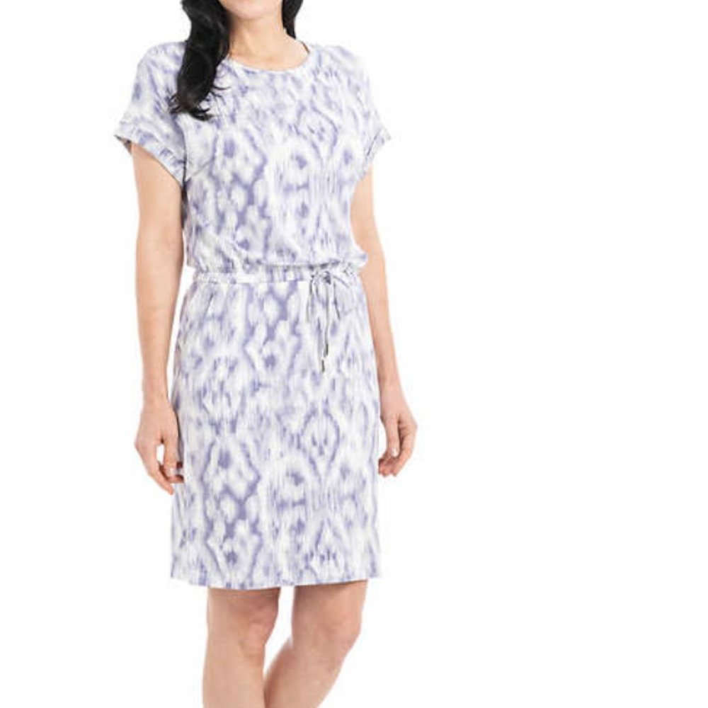 Hilary Radley Comfy Short Sleeve Dress - Lavendar Ikat